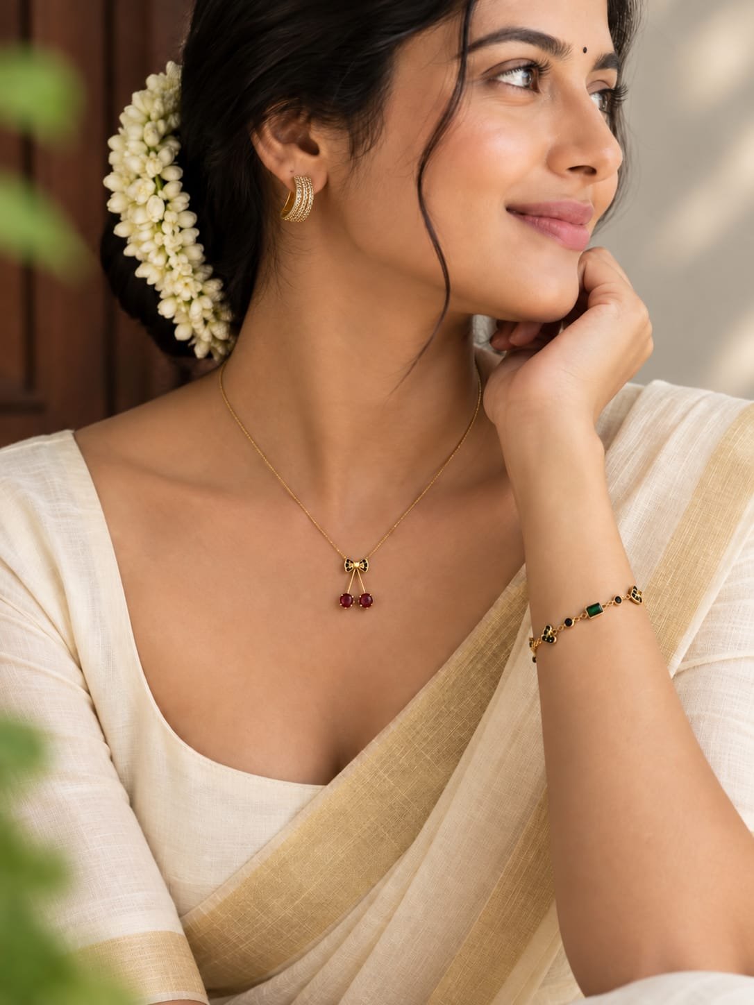 Model wearing Alaire jewellery